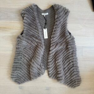 Heartloom Rey Gray rabbit Fur Vest NWT